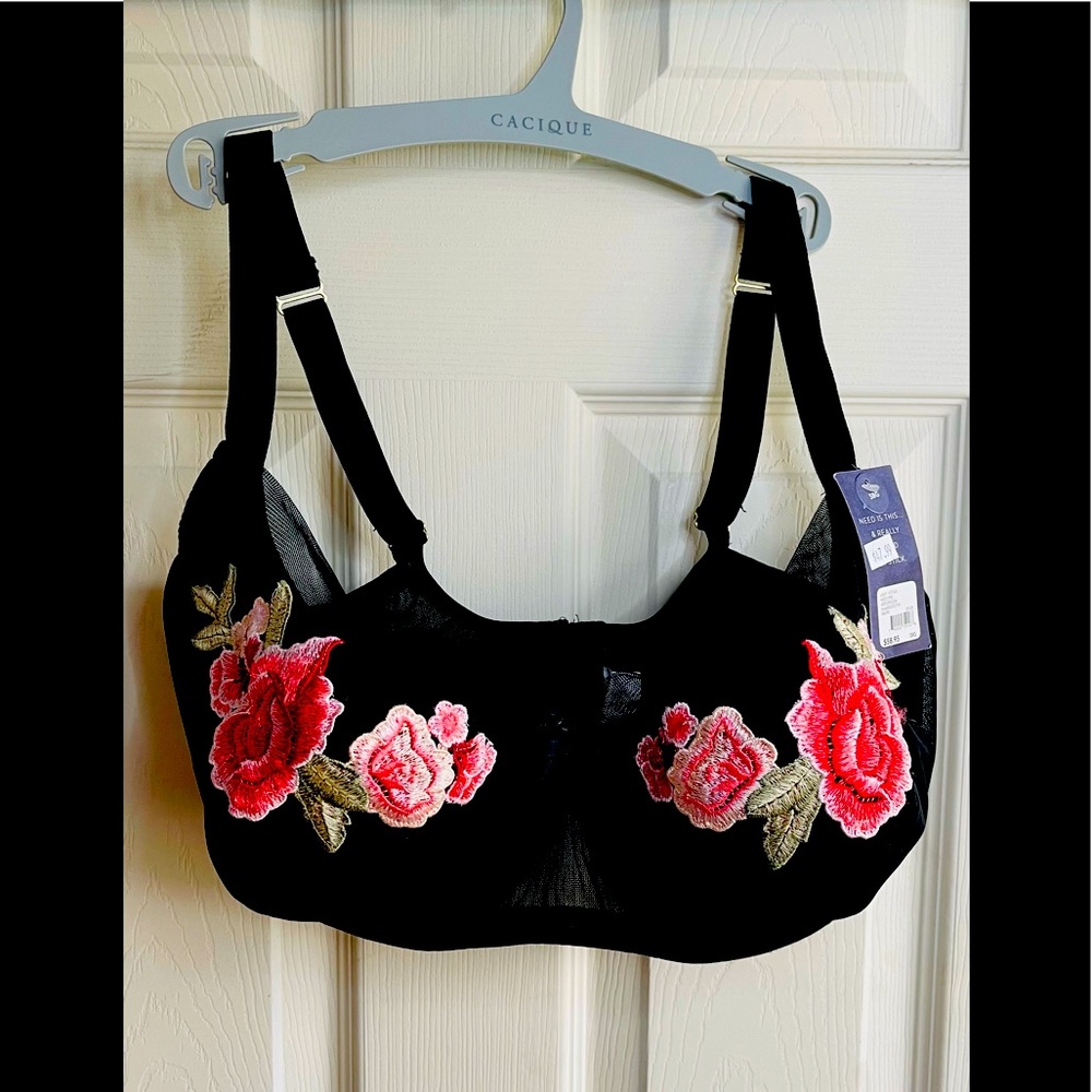 Floral & mesh 38G bra